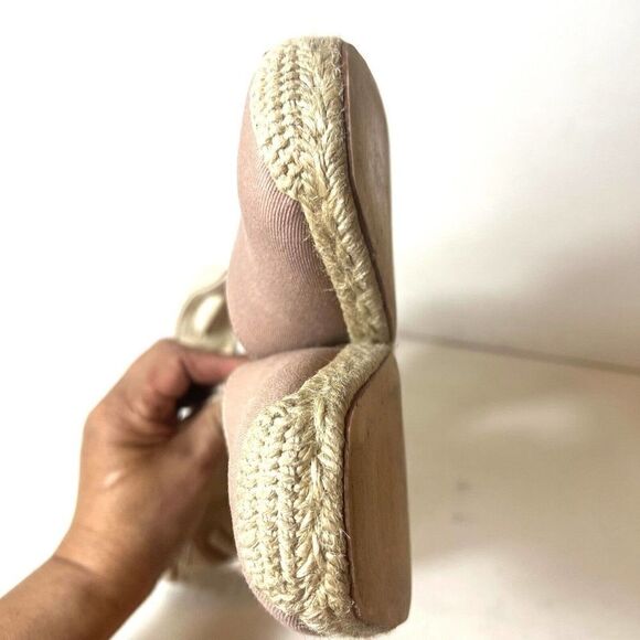 Zara Trafaluc Tan Dusty Rose Espadrille Tie Up Wedges Womens Sz EU 41 US 10-10.5 - Picture 7 of 11